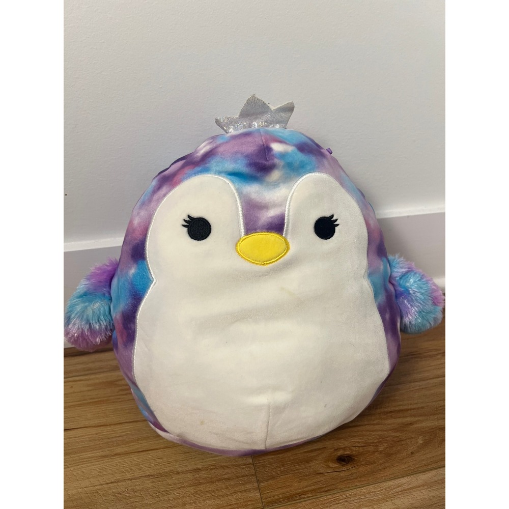 Squishmallows Plush Toy Kids 12 Inch Purple Tie Dye Louisa Penguin‎ with Crown